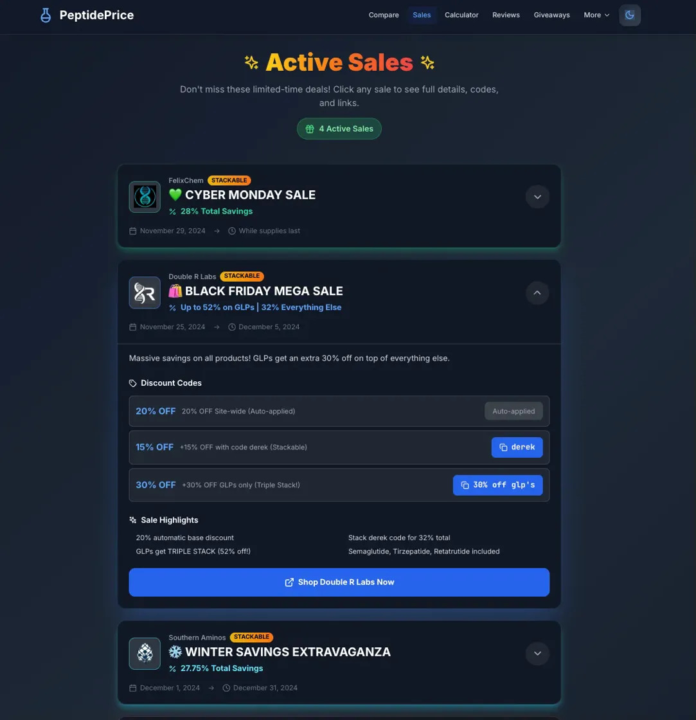 🎉 New PeptidePrice Feature: Sales Page is Live!