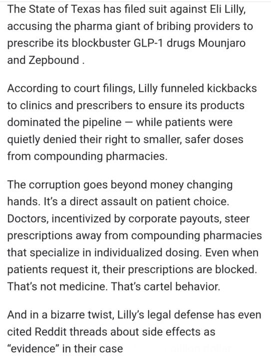 Texas just filed suit against Eli Lilly and not for what you might think!