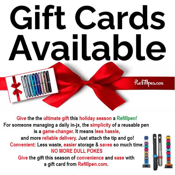 Refillpen.com gift cards available and free Holiday gift box and insert! 
