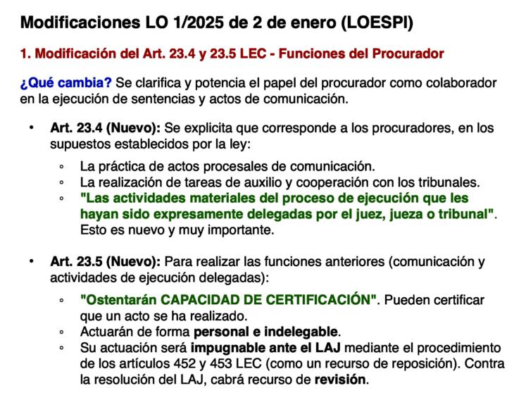 Repasando MODIFICACIONES DE TEMARIO: Funciones del Procurador