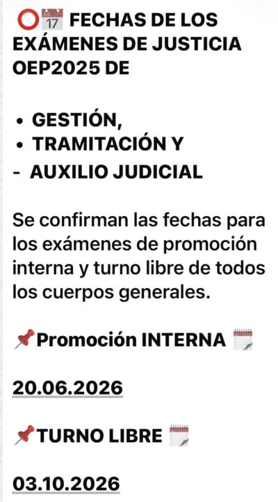 CONFIRMADAS FECHAS EXAMENES OEP2025