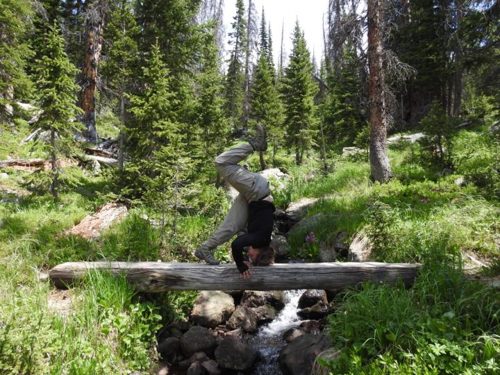 Headstand while hiking!