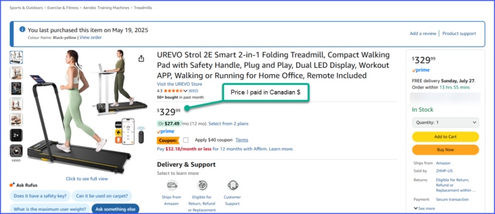 Great Treadmill:  Get your 45 mins of walking in per day