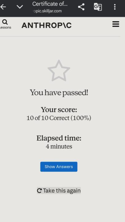 Hiring Me, Finally Perfect Score from Antrophic