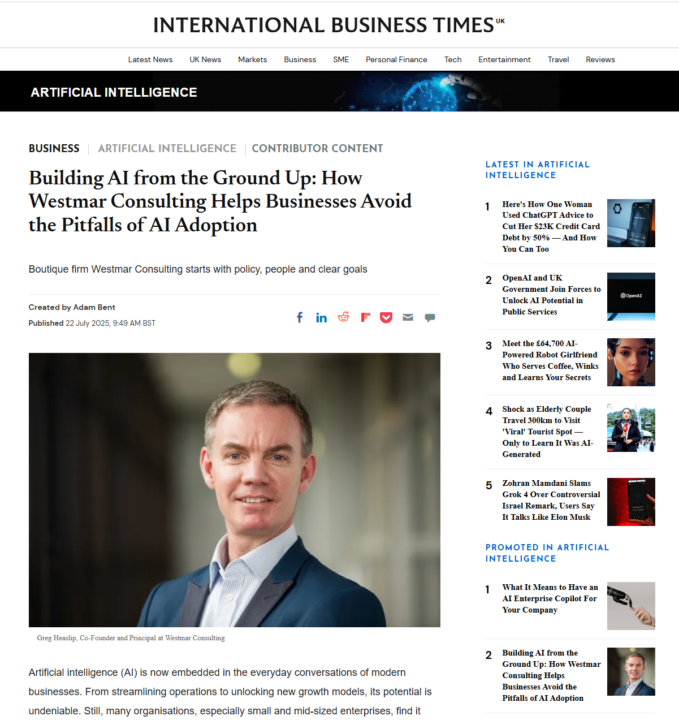 AI Transformation Article Published in International Business Times