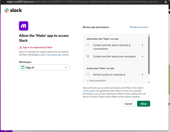 Issues with Slack during the AI Automations Bulid 1