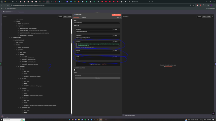 startTime, endTime and UserID, how do i get them?