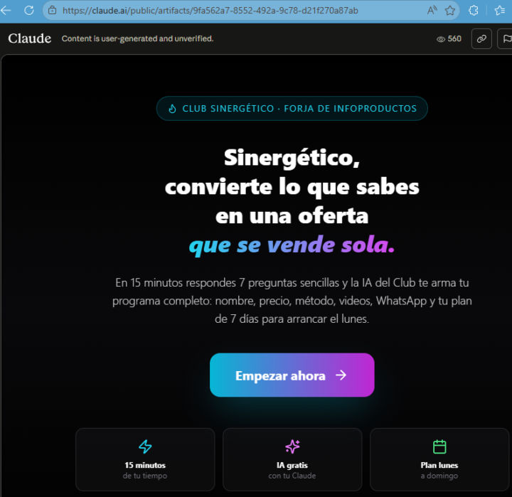 Soporte con la aplicacion IA de Manu para Crear un Page de Infoproducto