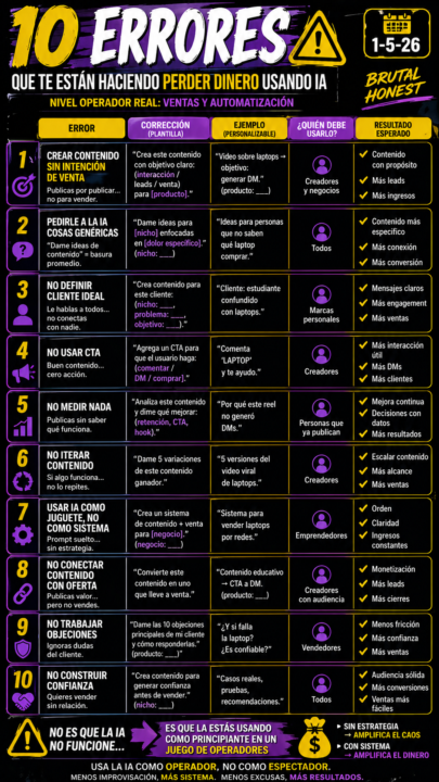 💣 ERROR 1 — Crear contenido sin intención de venta (9-5-26)