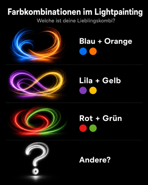 🎨🔦 Welche Farbkombination nutzt ihr am liebsten im Lightpainting?
