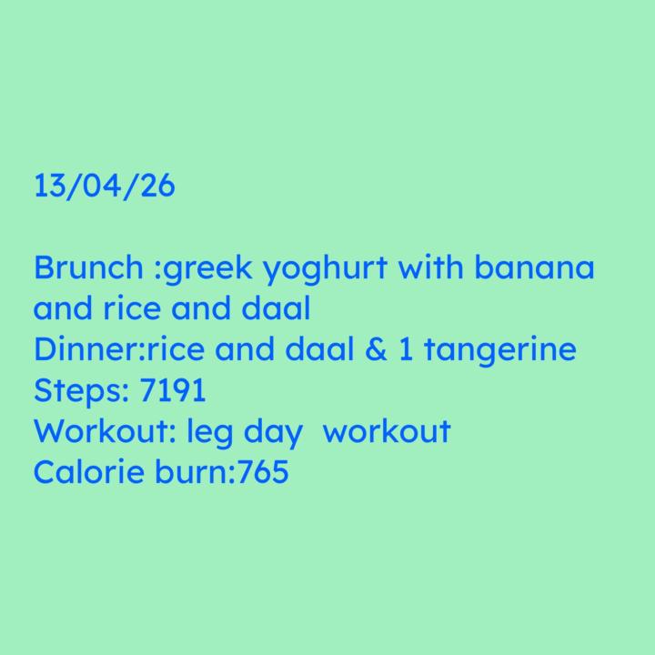 Meal & workout log  13/04/26