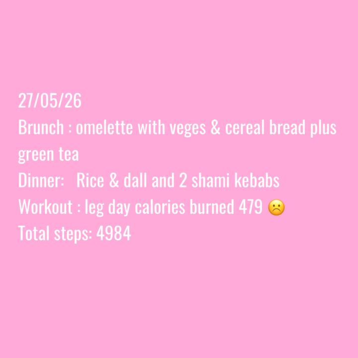 Meal and workout logs Today 27/04/26