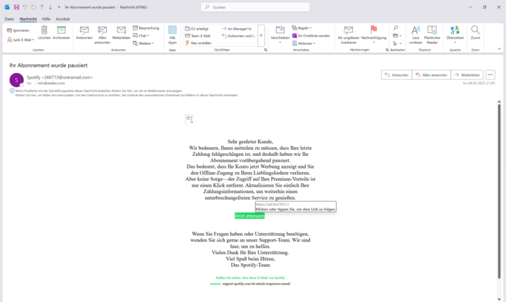 Phishing-E-Mails - schau genau!