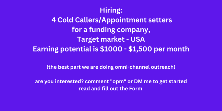 We're Hiring Appointment setters / Cold callers