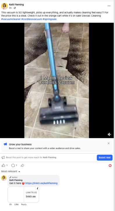 Example Affiliate Sales