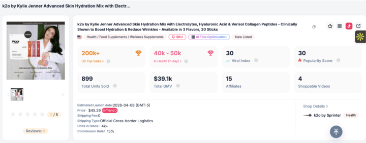 TikTok Shop Affiliate Viral Product Prediciton