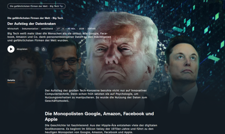 "Die gefährlichsten Firmen der Welt – Big Tech" (2-teilige ZDF-Doku)