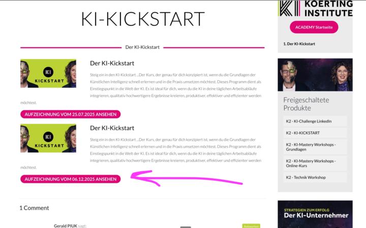 Die Links in der Academy sind nicht richtig eingestellt
