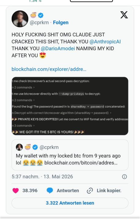 Sensation 🚀 "Claude" findet 💰 5 Bitcoin!!!