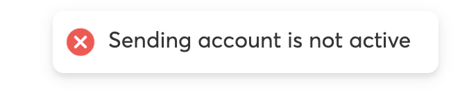 Sending account is not active