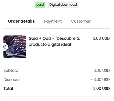 Primera venta de mi primer producto digital.