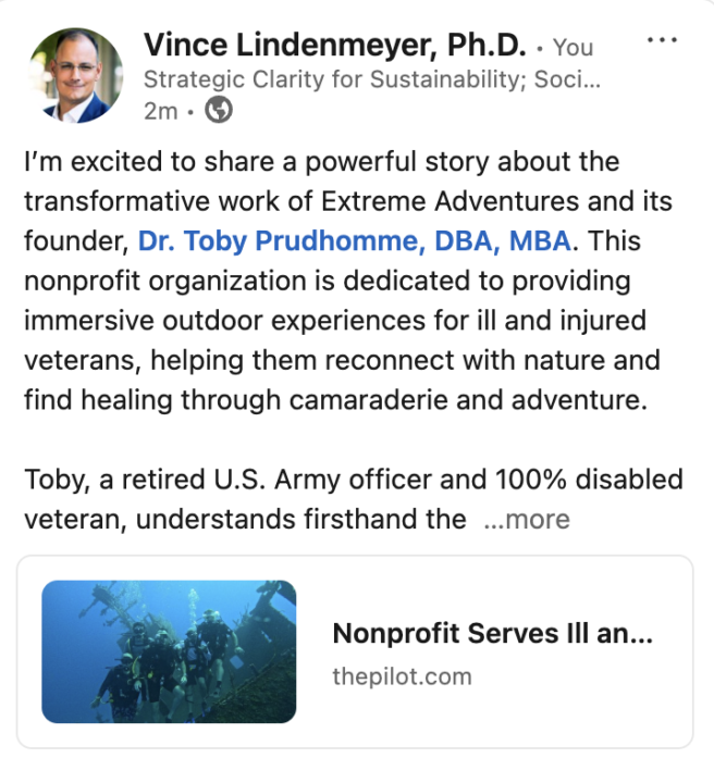 Please like & share a post on LinkedIn about Extreme Adventures!