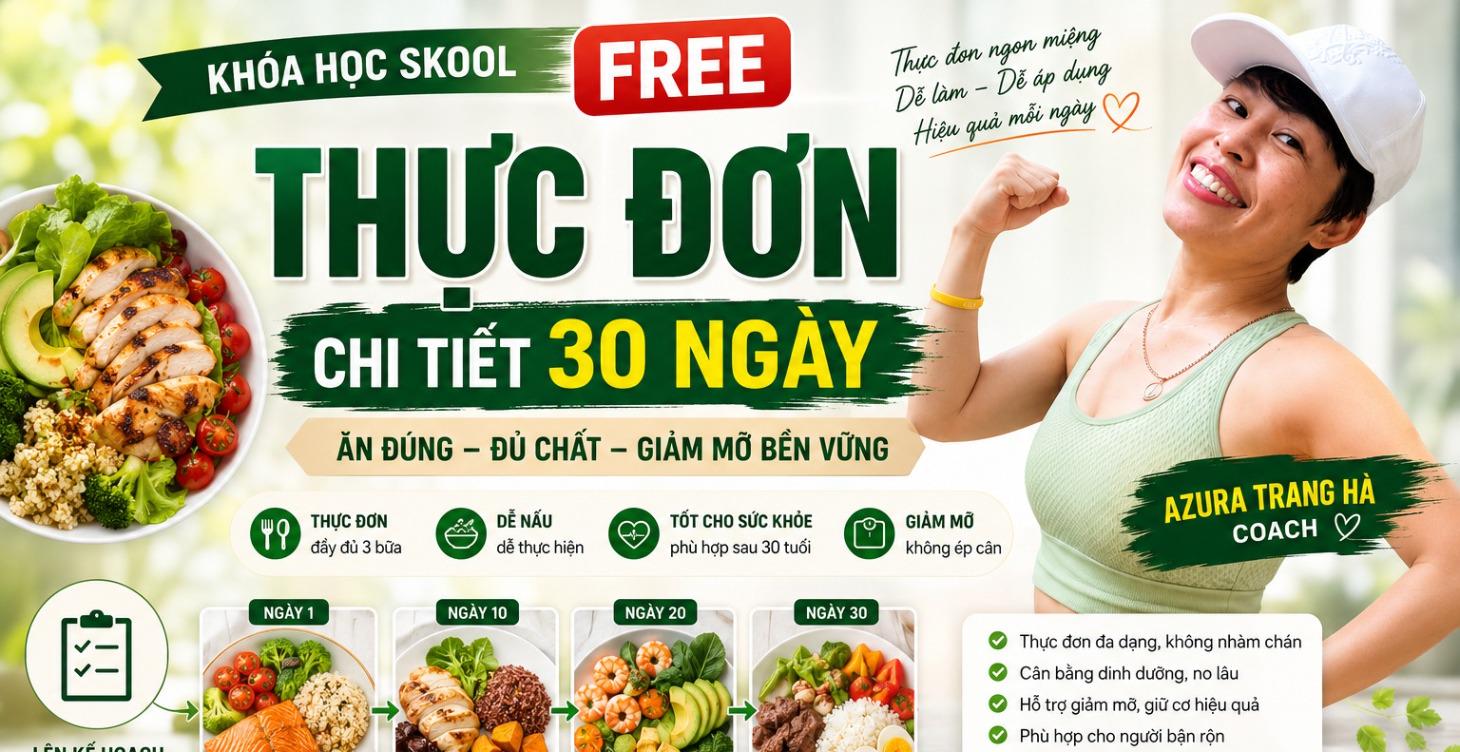 QUÀ TẶNG 30 NGÀY THỰC ĐƠN GIẢM CÂN 1200 CALO