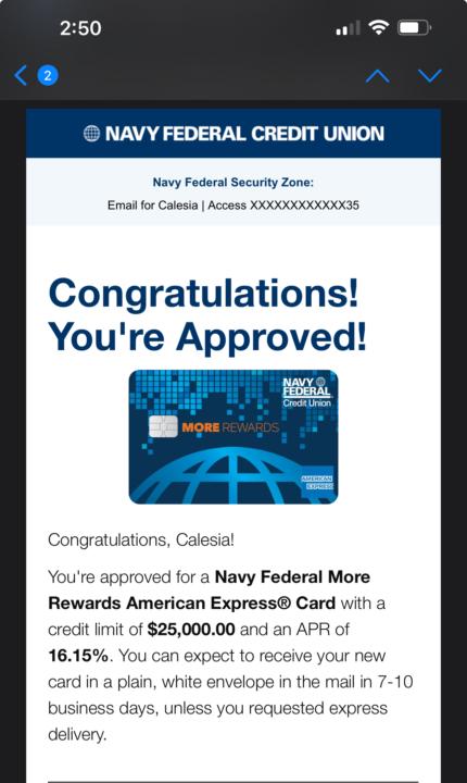 Approved 25k NFCU 
