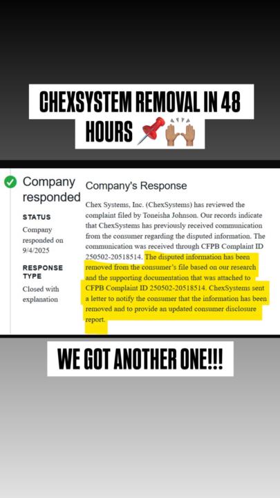 REMOVED FROM THE CHEX SYSTEM IN 48 HOURS 🙌🏽
