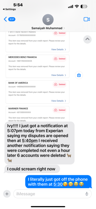 7 accounts deleted in 1 hour with Experian 👀😍