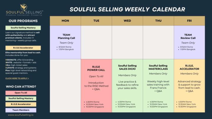🌟 Soulful Selling™ Weekly Calendar
