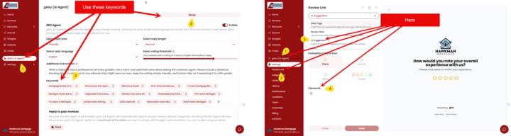 Review AI Keywords = AI Agent Setup Keywords