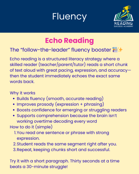 Have you tried "echo reading" for building fluency?