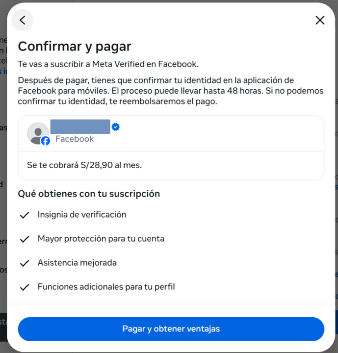 Se paga la suscripción mensual de https://business.facebook.com/....?