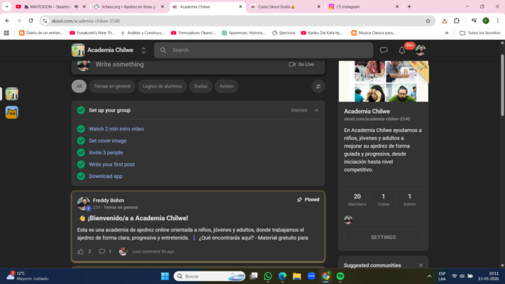 700 💶euros, 20 miembros, Academia Chilwe