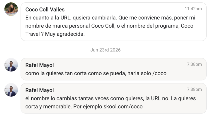 Que URL poner a tu comunidad de Skool...
