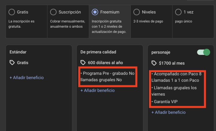 ¿Alguien sabe cómo editar los beneficios del plan Skool? 🙏