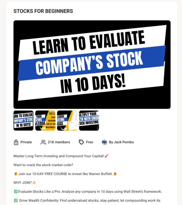 He creado mi comunidad "Stock for Beginners"