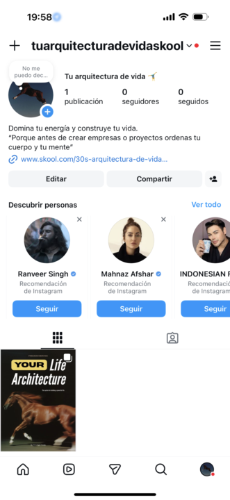 Instagram creado incluyendo skool.