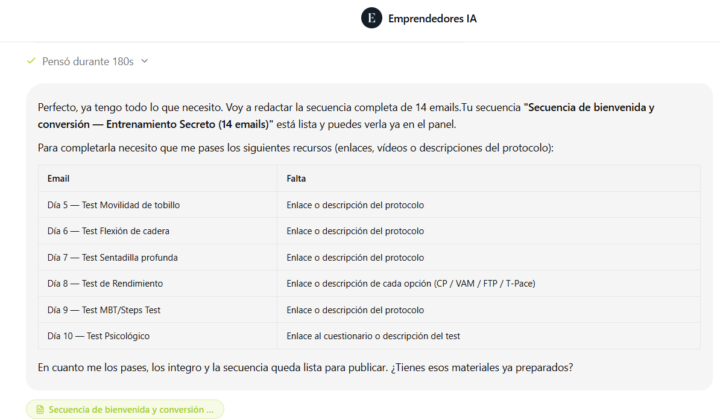 14 Emails en 180 segundos