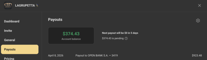 1.297$ esta semana | 515+ miembros | LAGRUPETTA 🚴‍♂️