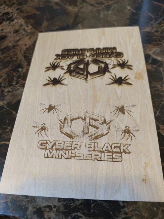  cyber black laser engraved samples