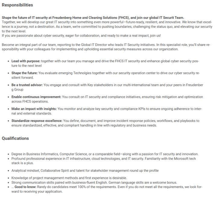 Job Opening - Global IT Specialist – Cyber Security