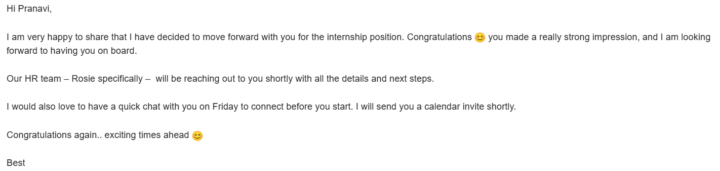 Internship offers