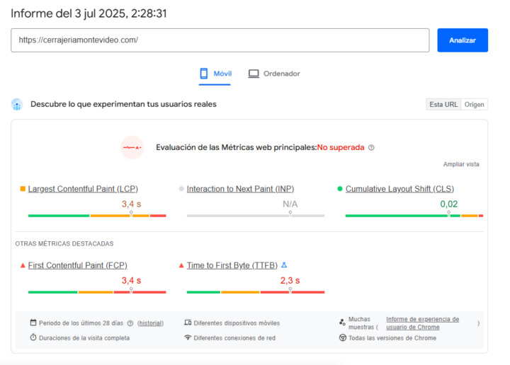 Mejora en Velocidad de carga de WEBS