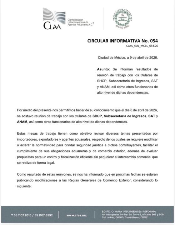 Circular Informativa No.  54