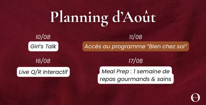 Planning d'Août ✨