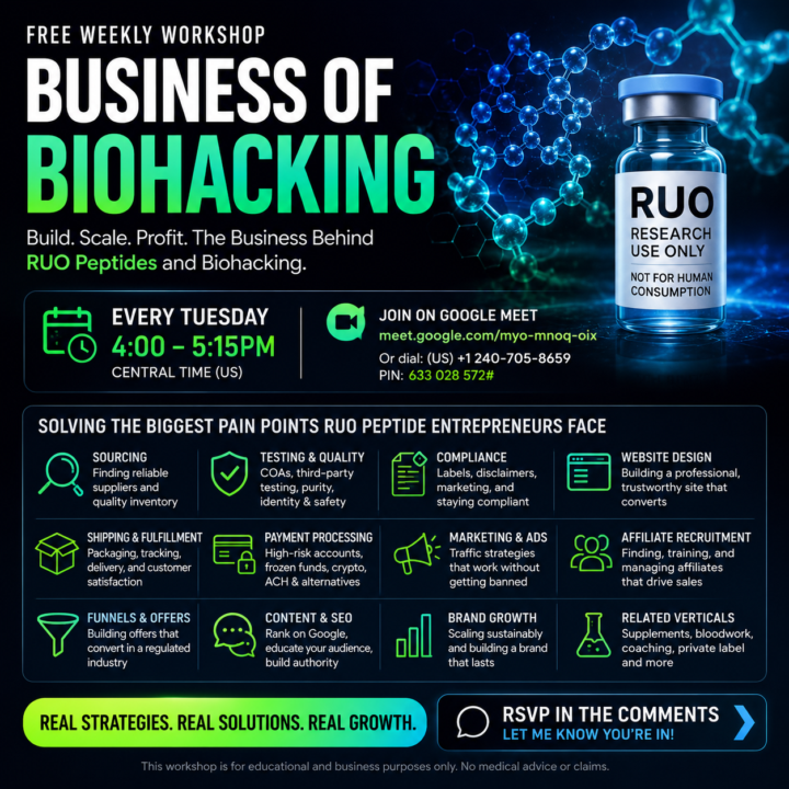 Free Weekly Workshop: The Business of Biohacking
