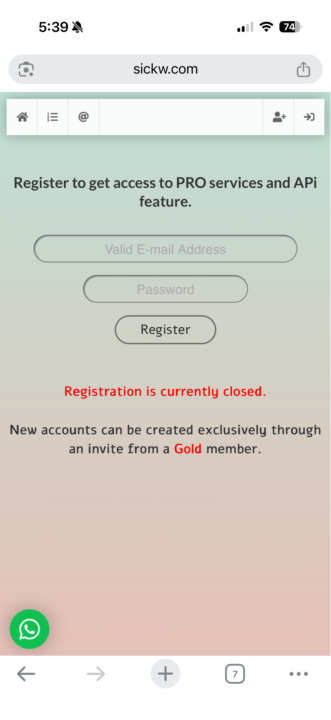 Registering an account on sickw.com