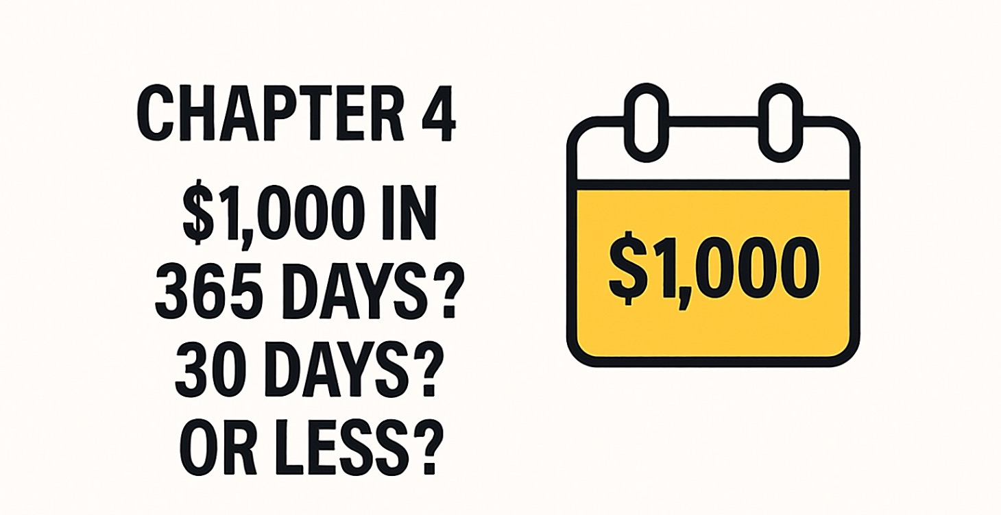 Chapter 4: $1,000 in 365 Days? 30 Days? or Less?
